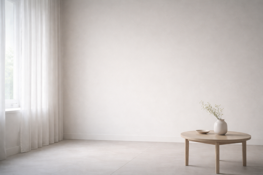 Ambiente silencioso representando clareza mental e energia sem excesso de estímulos
