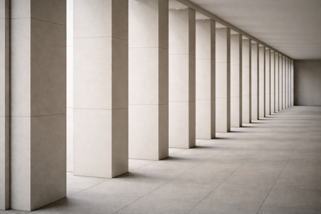 Estrutura com ritmo visual simbolizando energia contínua sustentada por organização
